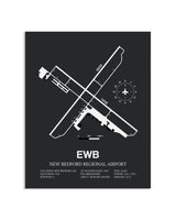 Gray Framed New Bedford Regional Airport layout wall art poster
