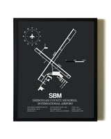 Unframed Sheboygan County Memorial International Airport map print poster