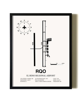 Framed El Reno Regional Airport wall art poster in black frame