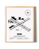 Roberts Field Airport framed wall art in white frame