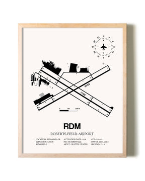 Roberts Field Airport framed wall art in white frame