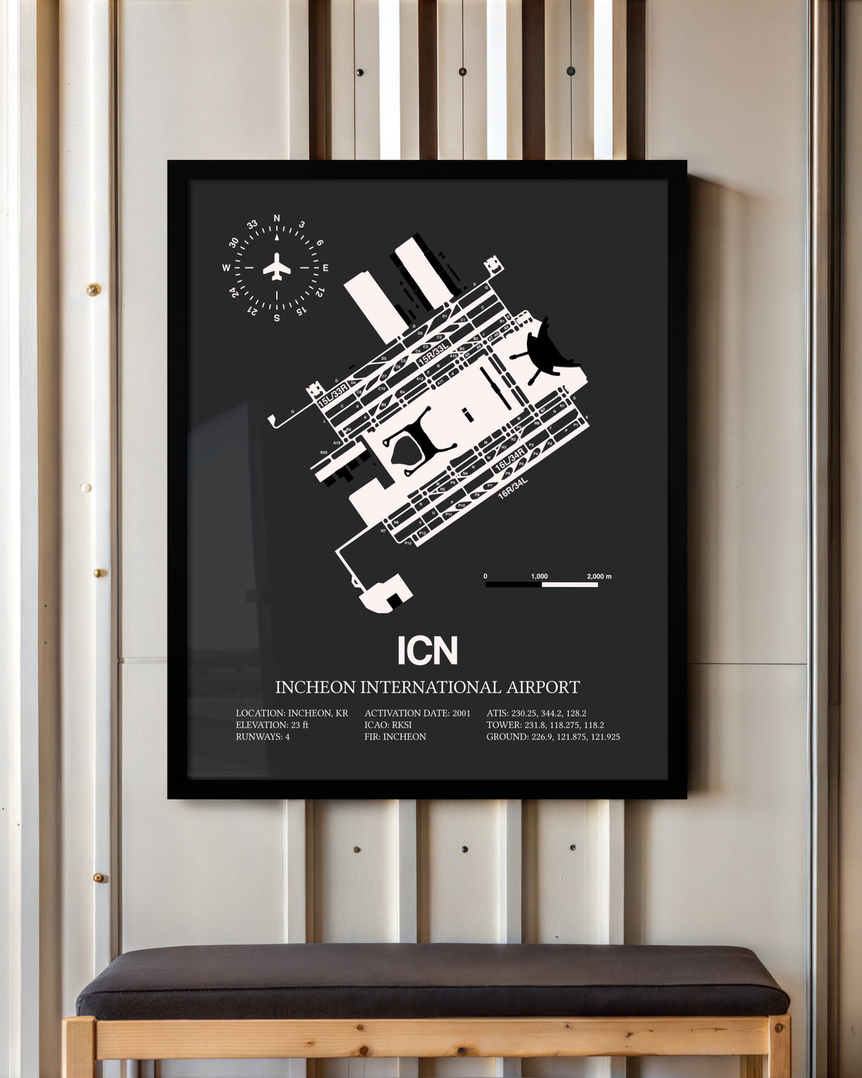 Frame color options for Incheon International Airport Wall Art