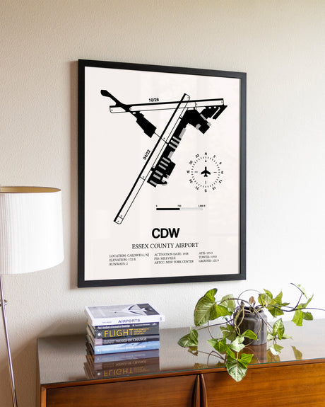 Essex County Airport aviation wall décor in black wood frame