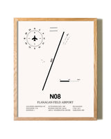 Flanagan Field Airport framed print in natural wood frame