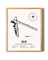St. Louis Regional Airport framed print in natural wood frame
