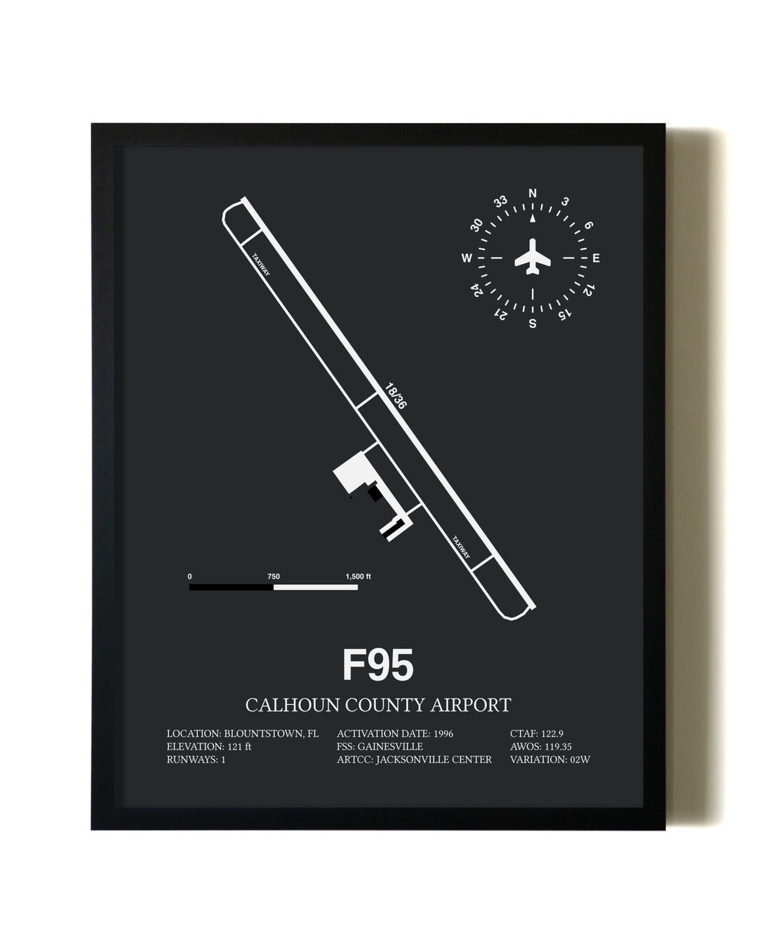 Unframed Calhoun County Airport map print poster