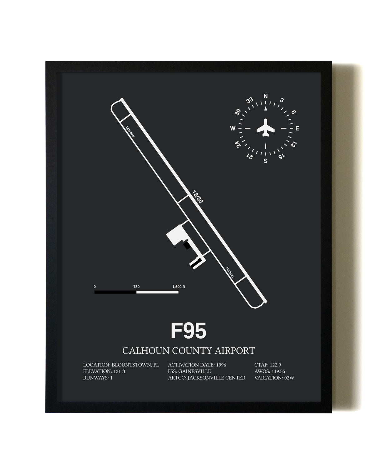 Unframed Calhoun County Airport map print poster
