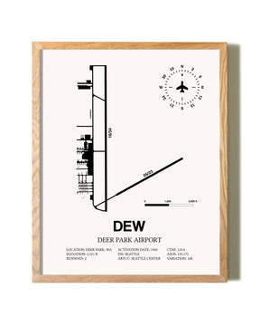 Deer Park Airport framed print in natural wood frame