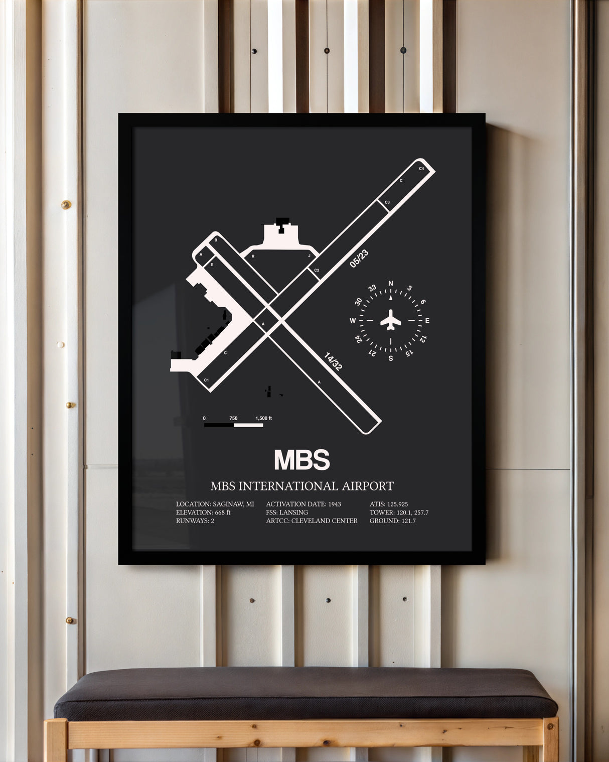 Frame color options for MBS International Airport Wall Art
