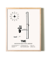 Houston Executive Airport framed wall art in white frame