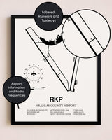 Framed Aransas County Airport layout wall art poster