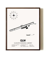 Glasgow Municipal Airport aviation print in walnut frame
