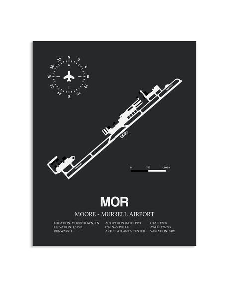 Gray Framed Moore-Murrell Airport layout wall art poster