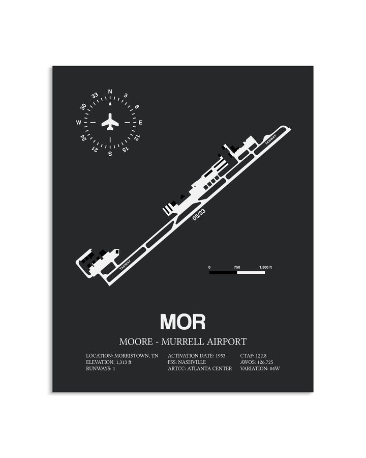 Gray Framed Moore-Murrell Airport layout wall art poster