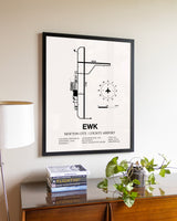 Newton City / County Airport aviation wall décor in black wood frame