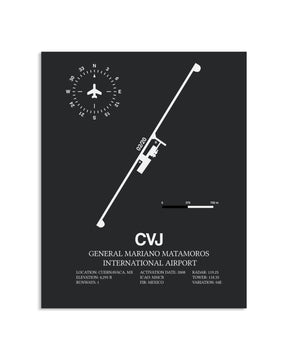 Gray Framed General Mariano Matamoros International Airport layout wall art poster