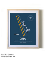 Northwest Arkansas National Airport framed print in natural wood frame with mat