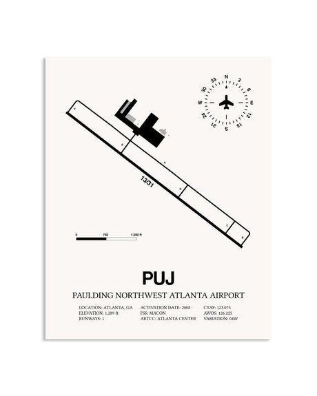 Gray Paulding Northwest Atlanta Airport framed poster displayed in an airplane hangar