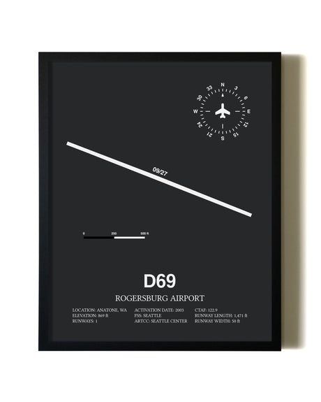 Unframed Rogersburg Airport map print poster