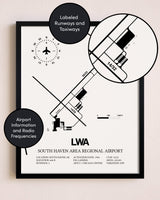 Framed South Haven Area Regional Airport layout wall art poster