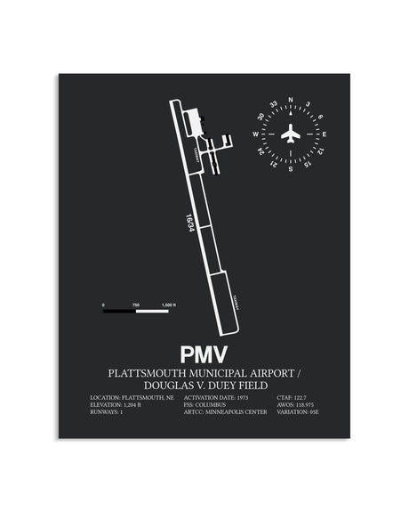 Gray Framed Plattsmouth Municipal Airport / Douglas V. Duey Field layout wall art poster