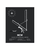 Gray Framed Mason City Municipal Airport layout wall art poster