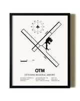 Framed Ottumwa Regional Airport wall art poster in black frame