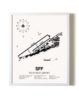 Felts Field Airport airport map poster in oak frame