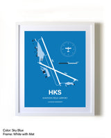 Hawkins Field Airport framed wall art in white frame with mat