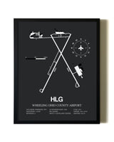 Unframed Wheeling Ohio County Airport map print poster