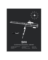 Gray Framed Statesville Regional Airport layout wall art poster