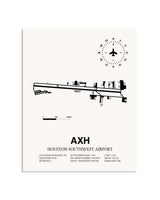 Gray Houston Southwest Airport framed poster displayed in an airplane hangar