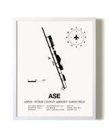 Aspen-Pitkin County Airport / Sardy Field airport map poster in oak frame
