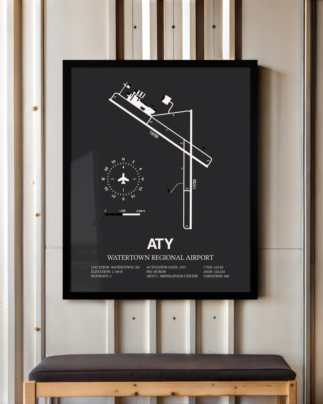 Frame color options for Watertown Regional Airport Wall Art