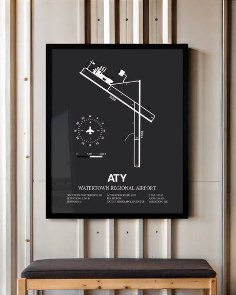 Frame color options for Watertown Regional Airport Wall Art