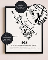 Framed Northeast Florida Regional Airport layout wall art poster