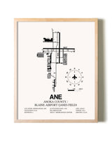 Anoka County/Blaine Airport (Janes Field) framed wall art in white frame