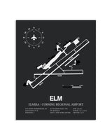 Gray Framed Elmira / Corning Regional Airport layout wall art poster