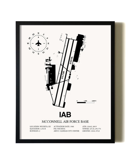 Framed McConnell Air Force Base wall art poster in black frame