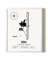 University Airport airport map poster in oak frame