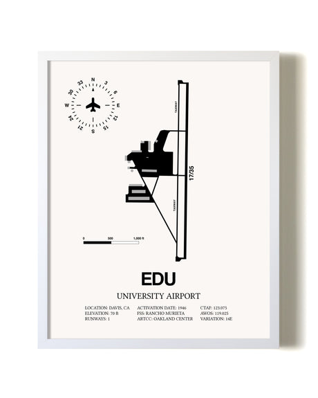 University Airport airport map poster in oak frame