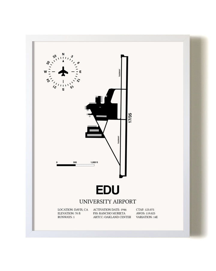 University Airport airport map poster in oak frame