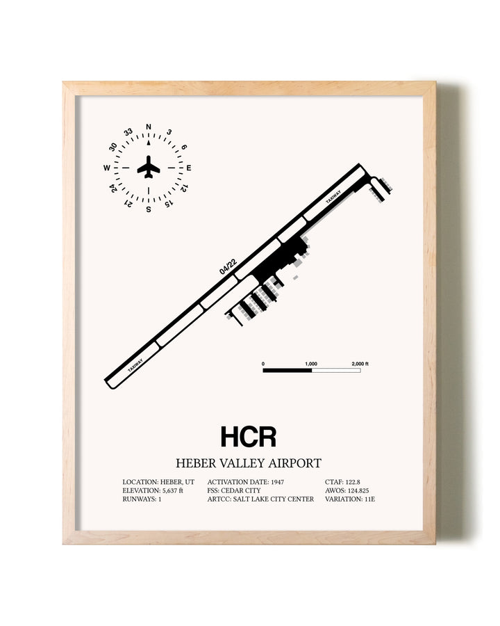 Heber Valley Airport framed wall art in white frame