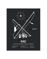 Gray Framed Batten International Airport layout wall art poster