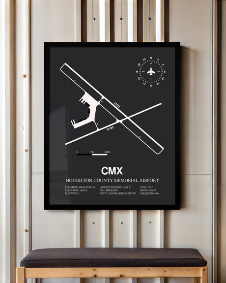 Frame color options for Houghton County Memorial Airport Wall Art