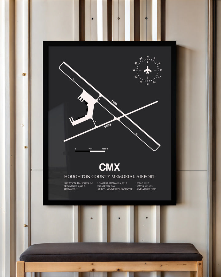 Frame color options for Houghton County Memorial Airport Wall Art