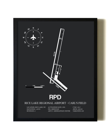 Unframed Rice Lake Regional Airport-Carl's Field map print poster