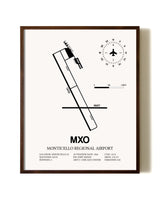 Monticello Regional Airport aviation print in walnut frame