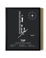 Unframed Tupelo Regional Airport map print poster