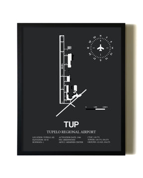 Unframed Tupelo Regional Airport map print poster